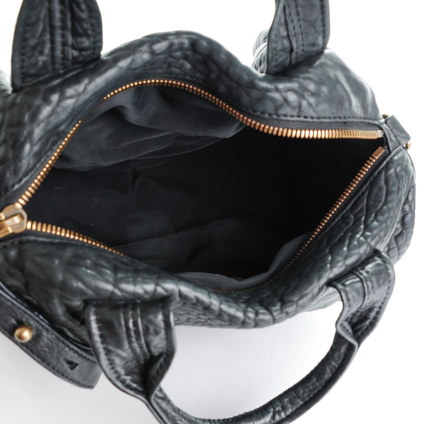 Pebbled Lambskin Rocco Black Antique Brass Hardware