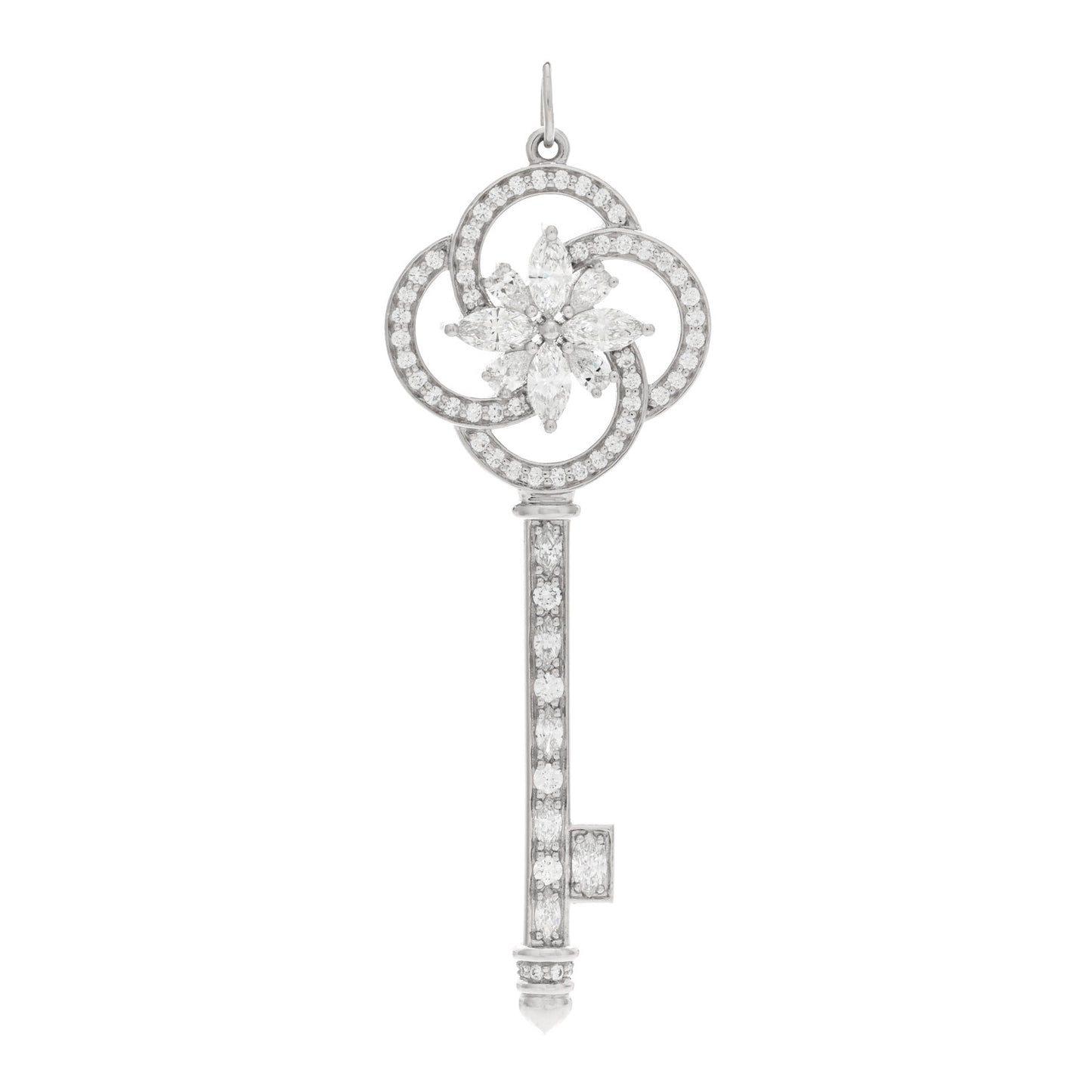 Platinum Diamond Victoria Cluster Key Pendant