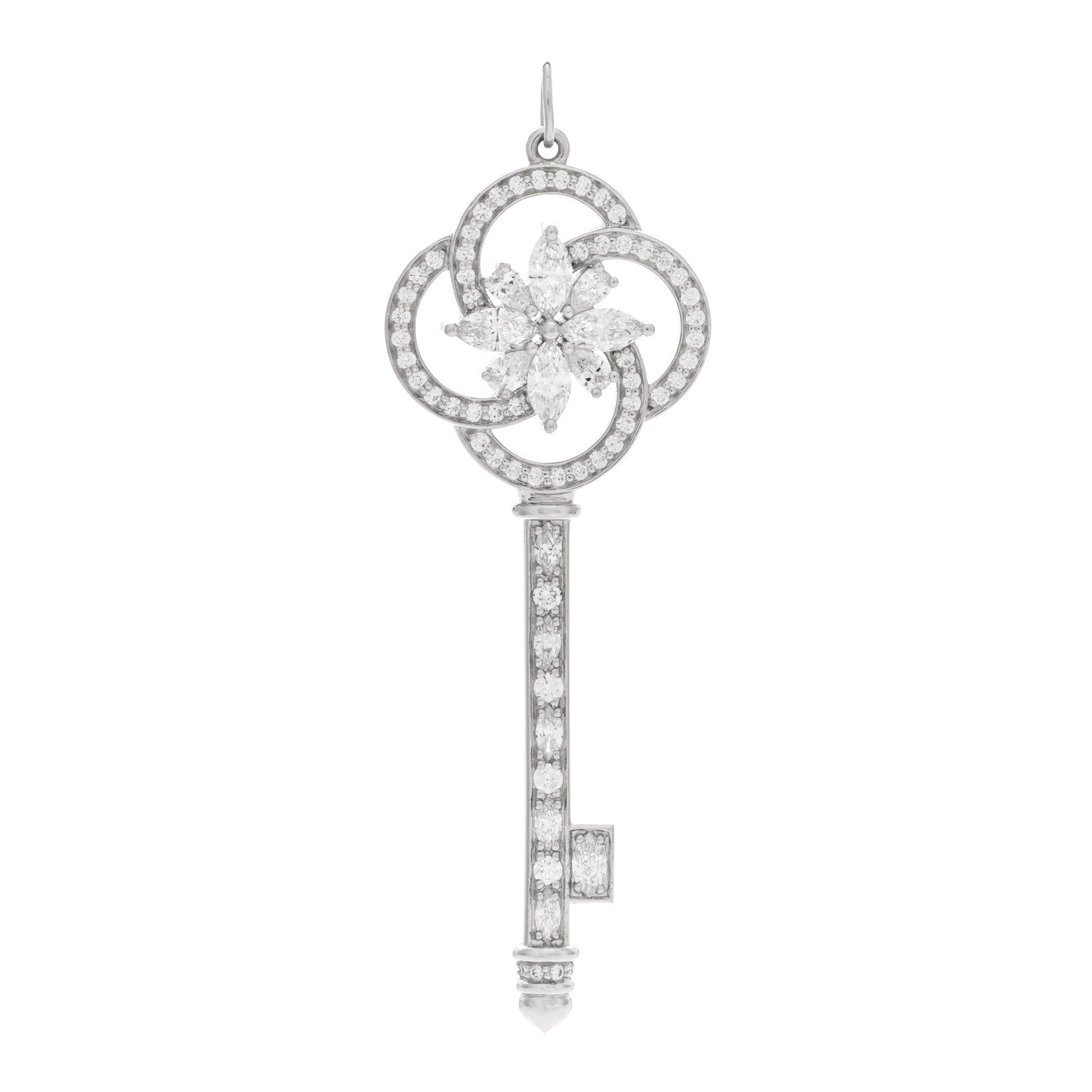 Tiffany Platinum Diamond Victoria Cluster Key Pendant 1 of 3