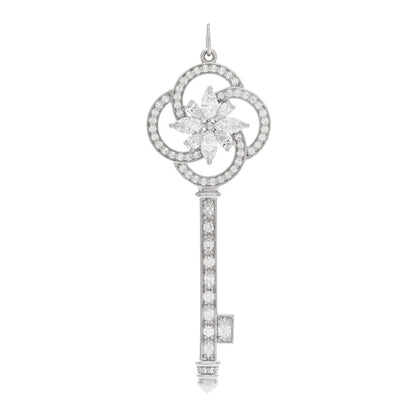 Tiffany Platinum Diamond Victoria Cluster Key Pendant 1 of 3