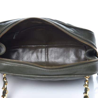 Chanel Lambskin Chevron Quilted Small Camera Case Green 5 of 14