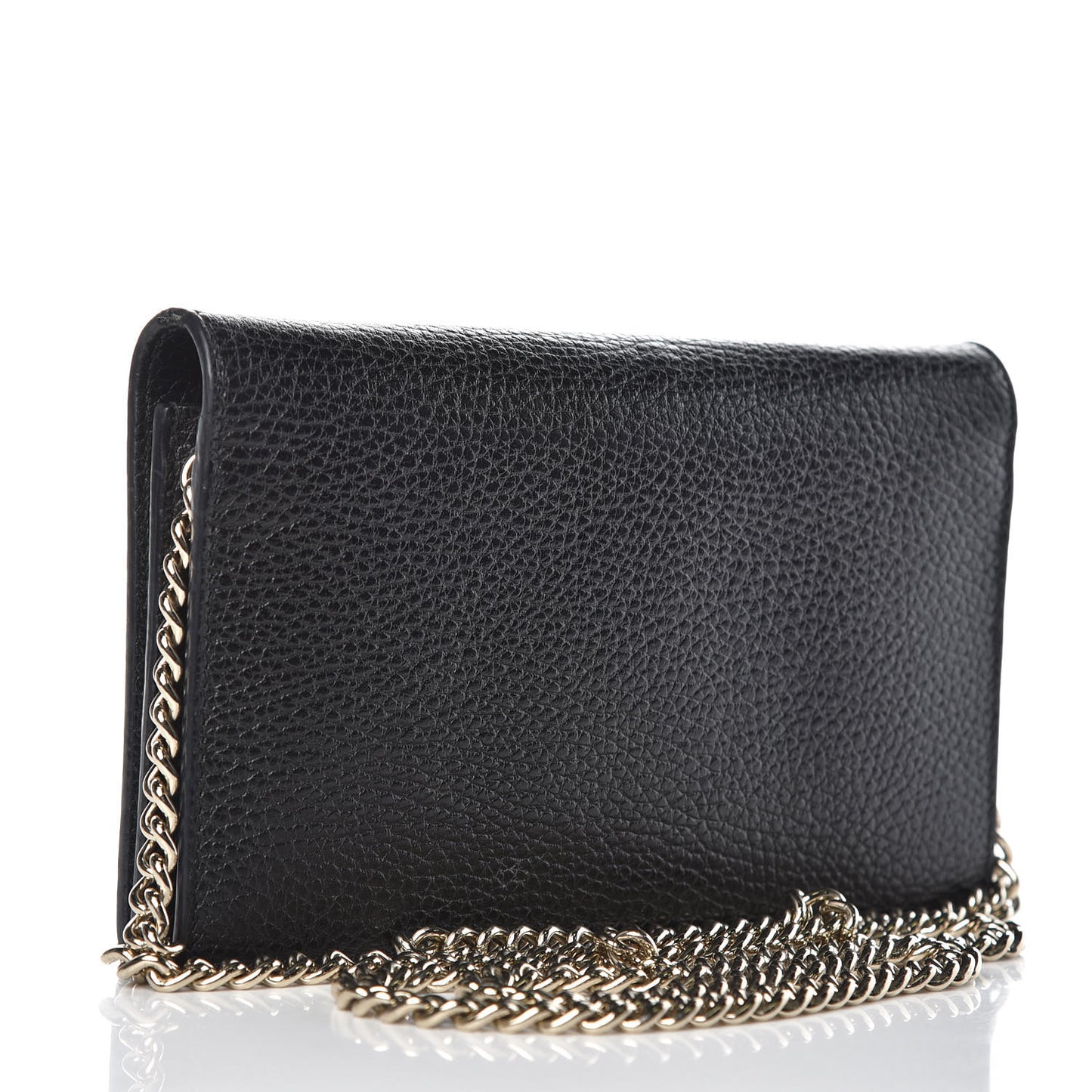 Dollar Calfskin Medium Betty Chain Wallet Black