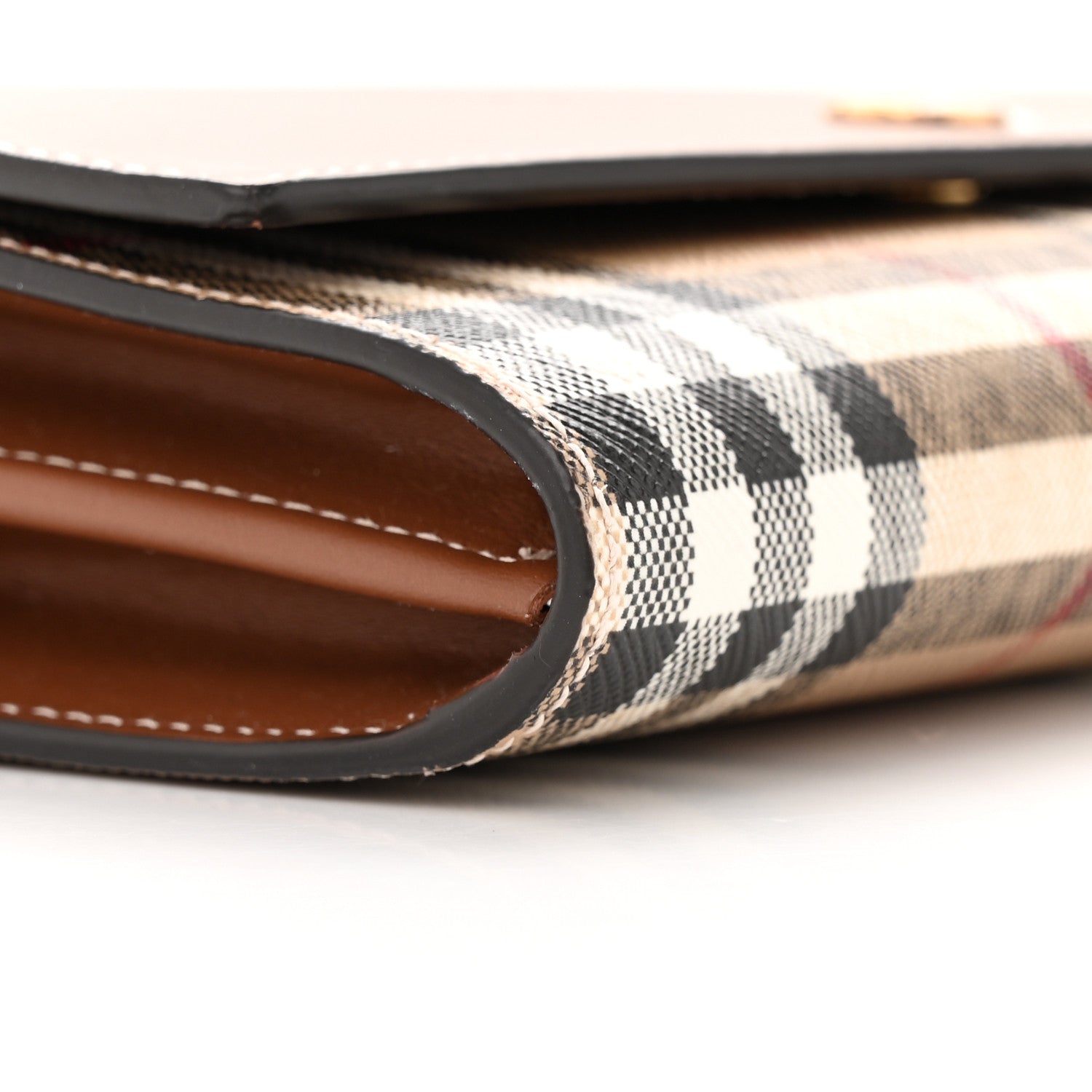 Burberry Calfskin Vintage Check Wallet With Detachable Strap Archive Beige Tan 8 of 14