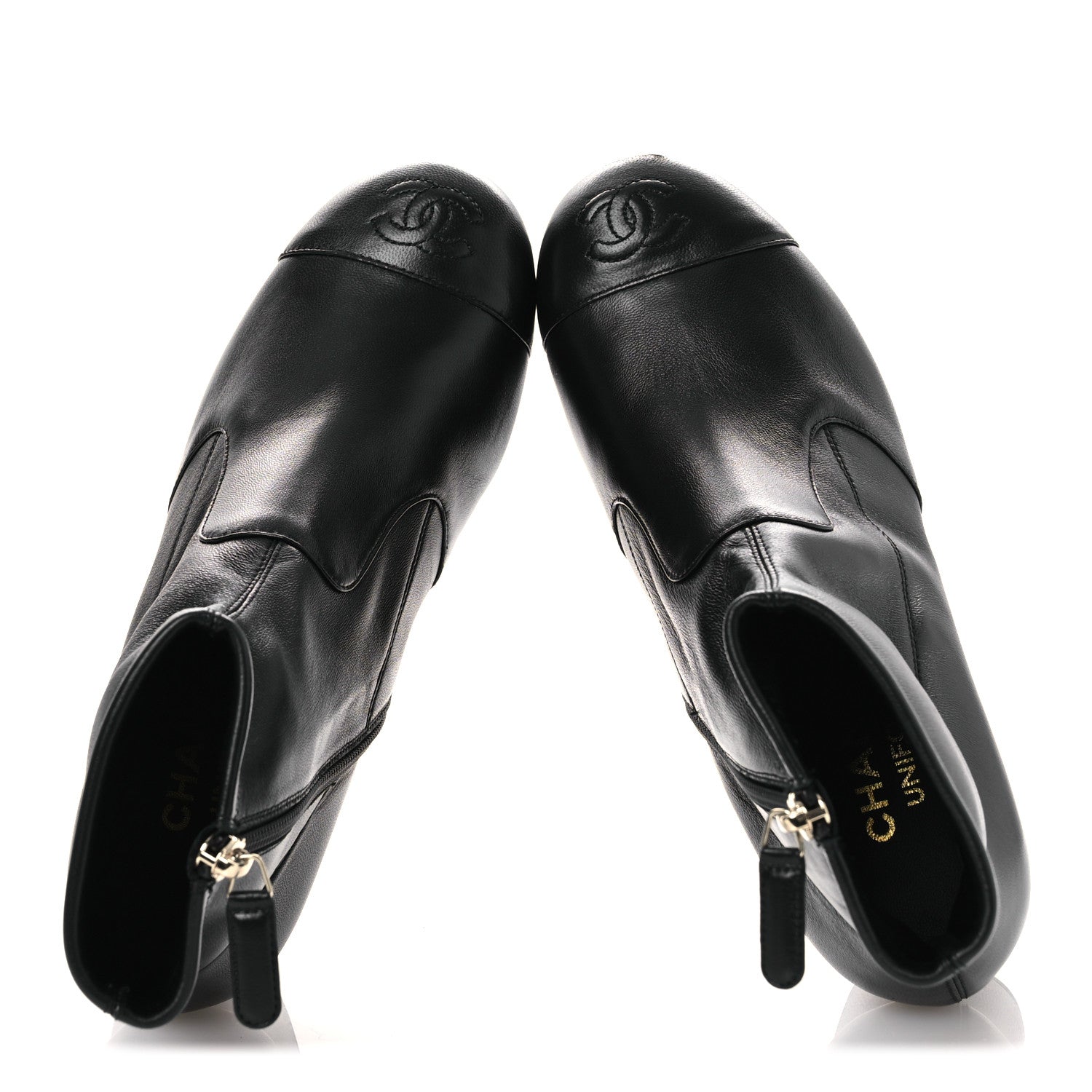 Chanel Stretch Lambskin Cap Toe CC Short Boots 36.5 Black 2 of 12