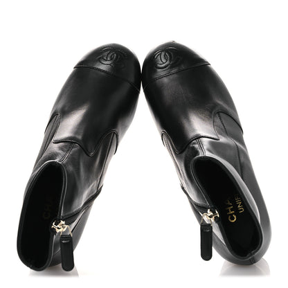 Chanel Stretch Lambskin Cap Toe CC Short Boots 36.5 Black 2 of 12