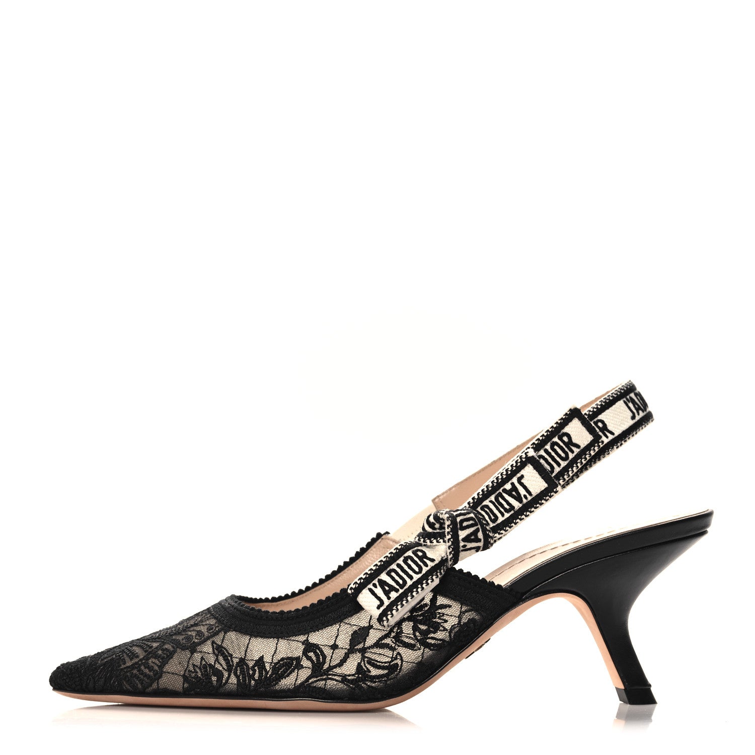 Christian Dior Mesh Butterly Embroidered J'Adior Slingback 65mm Pumps 38 Black 1 of 9