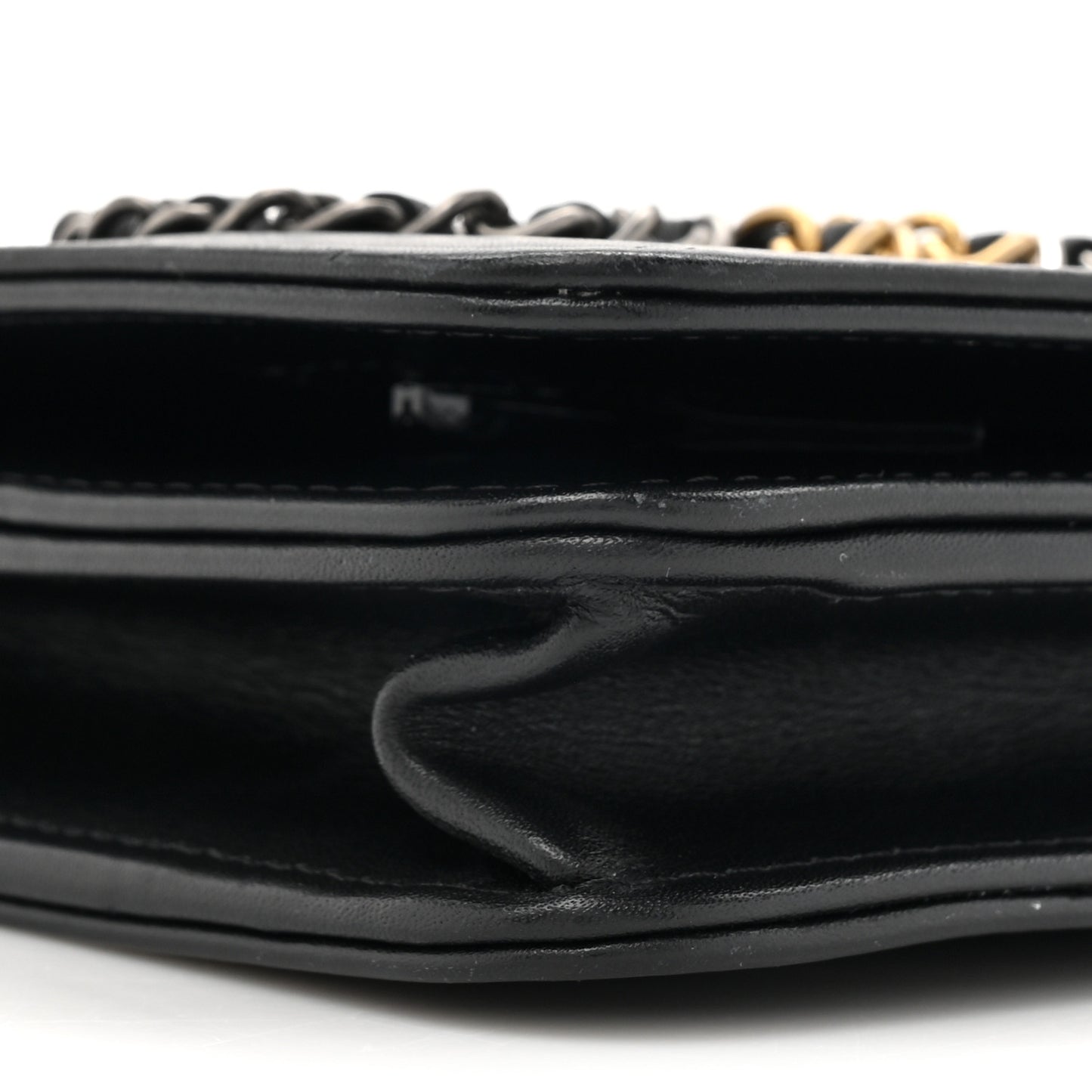 Calfskin Chain 20s Signe Wallet on Chain WOC Black