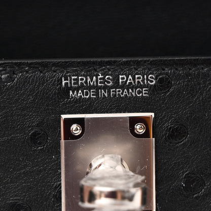 Hermes Ostrich Kelly Sellier Mini 20 Black 6 of 11