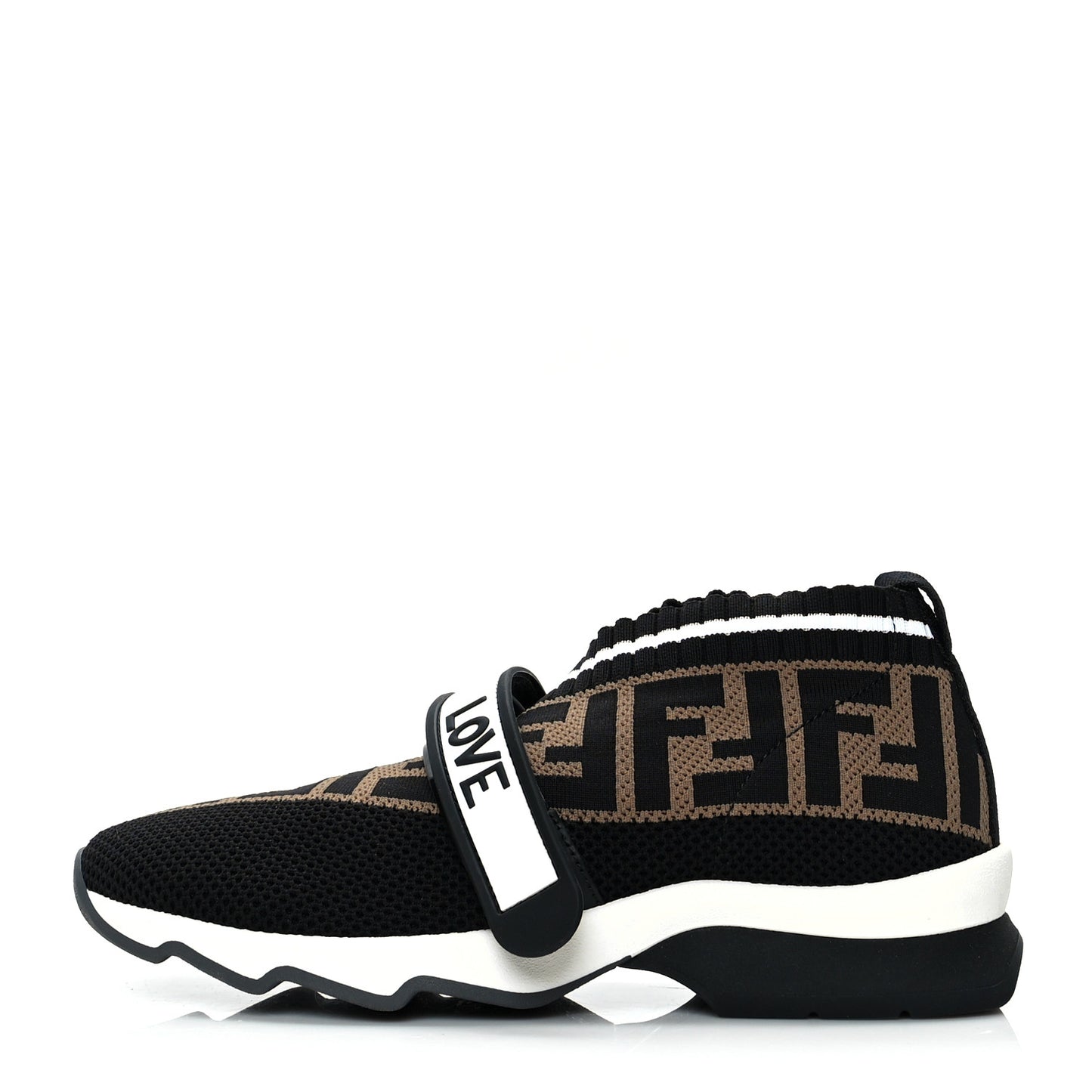 Stretch Yarn FF Stiff Band Rockoko Sneakers 35.5 Black White Tobacco