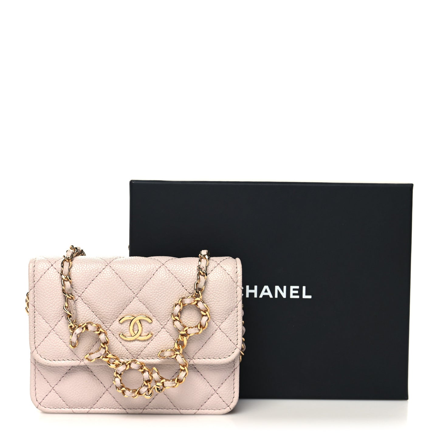 Caviar Quilted Miss Coco Clutch With Chain Light Purple