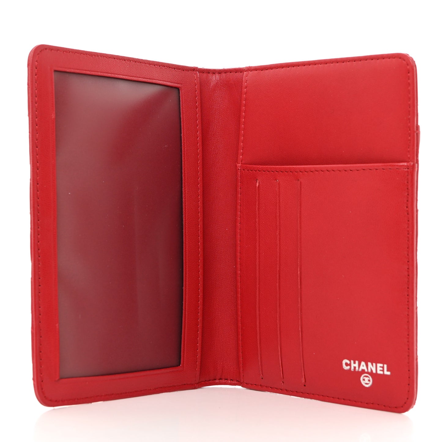 Lambskin Quilted Camellia Passport Holder Pink