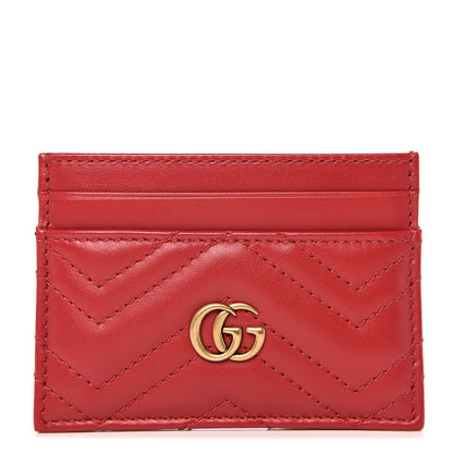 Gucci Calfskin Matelasse GG Marmont Card Holder Hibiscus Red 1 of 6