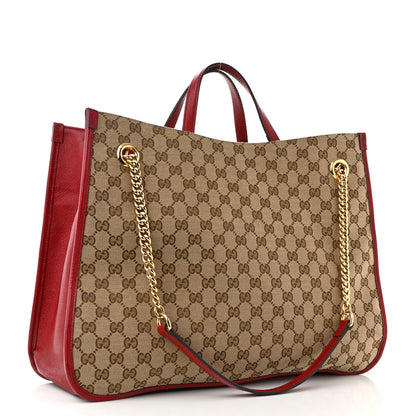Gucci Monogram New Sakai Calfskin Lux Large Horsebit 1955 Tote Bag Beige Ebony New Cherry Red 3 of 11