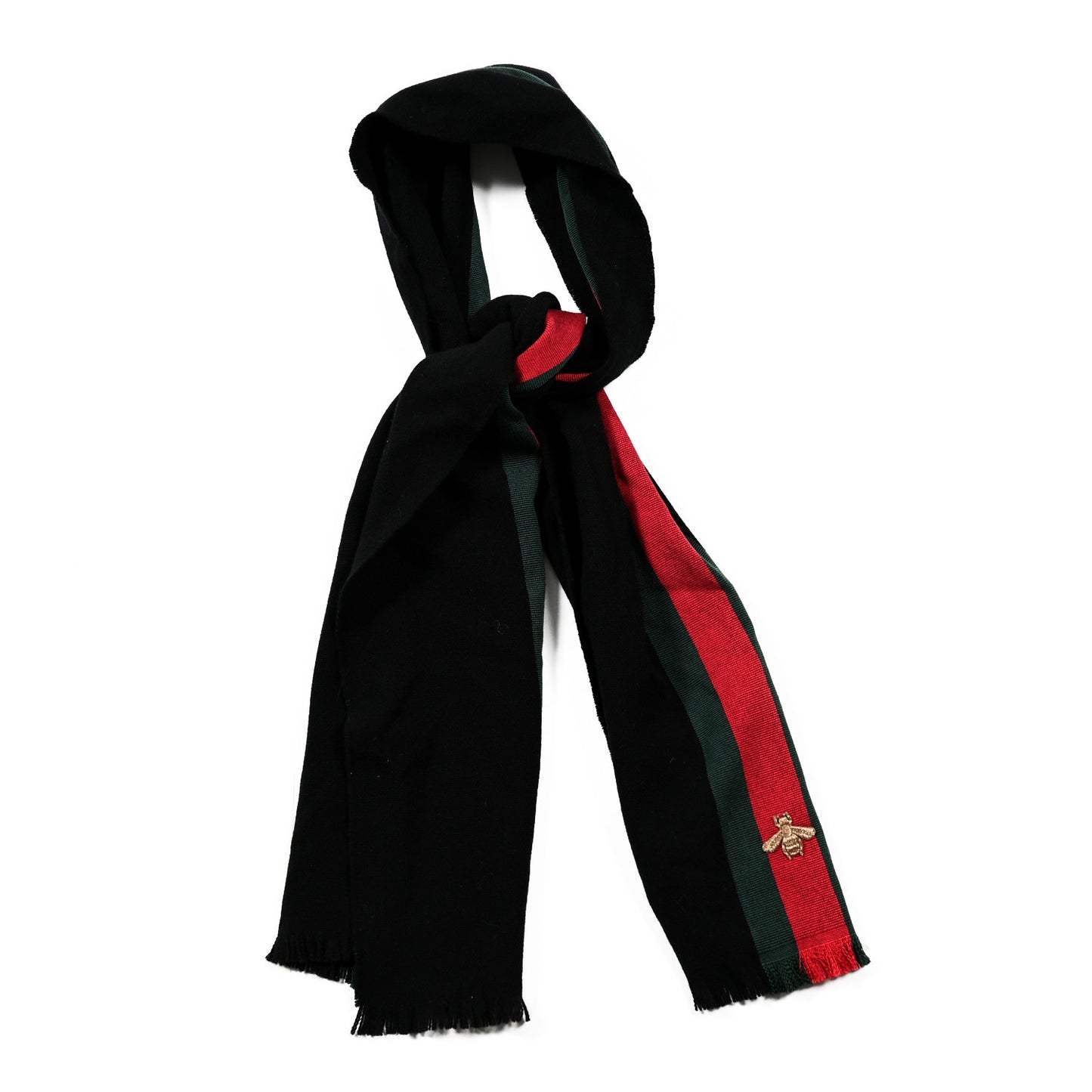 Wool Cashmere Silk Web Bee Scarf Navy