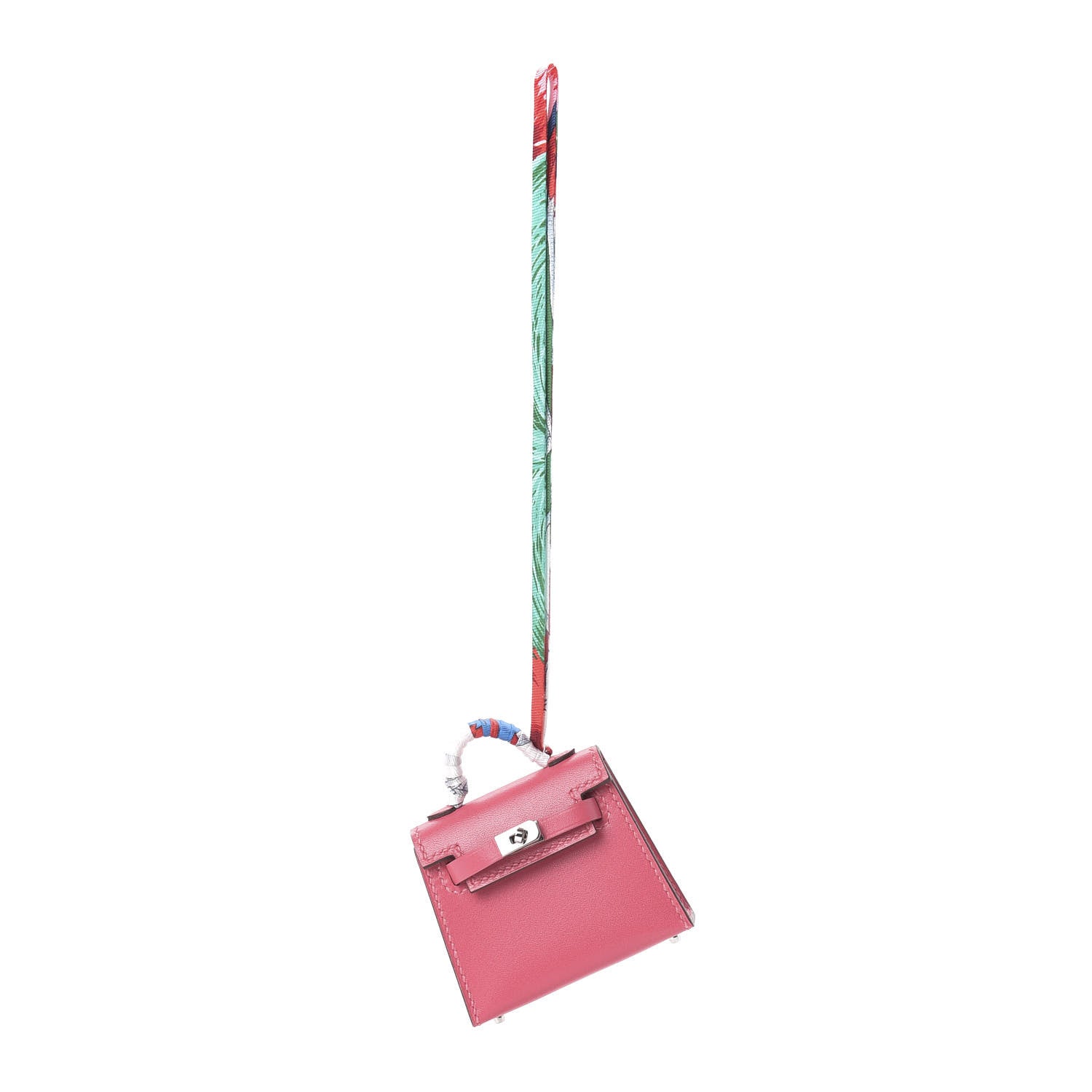 Hermes Tadelakt Mini Kelly Twilly Bag Charm Rose Lipstick 1 of 4