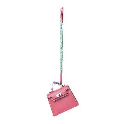 Hermes Tadelakt Mini Kelly Twilly Bag Charm Rose Lipstick 1 of 4