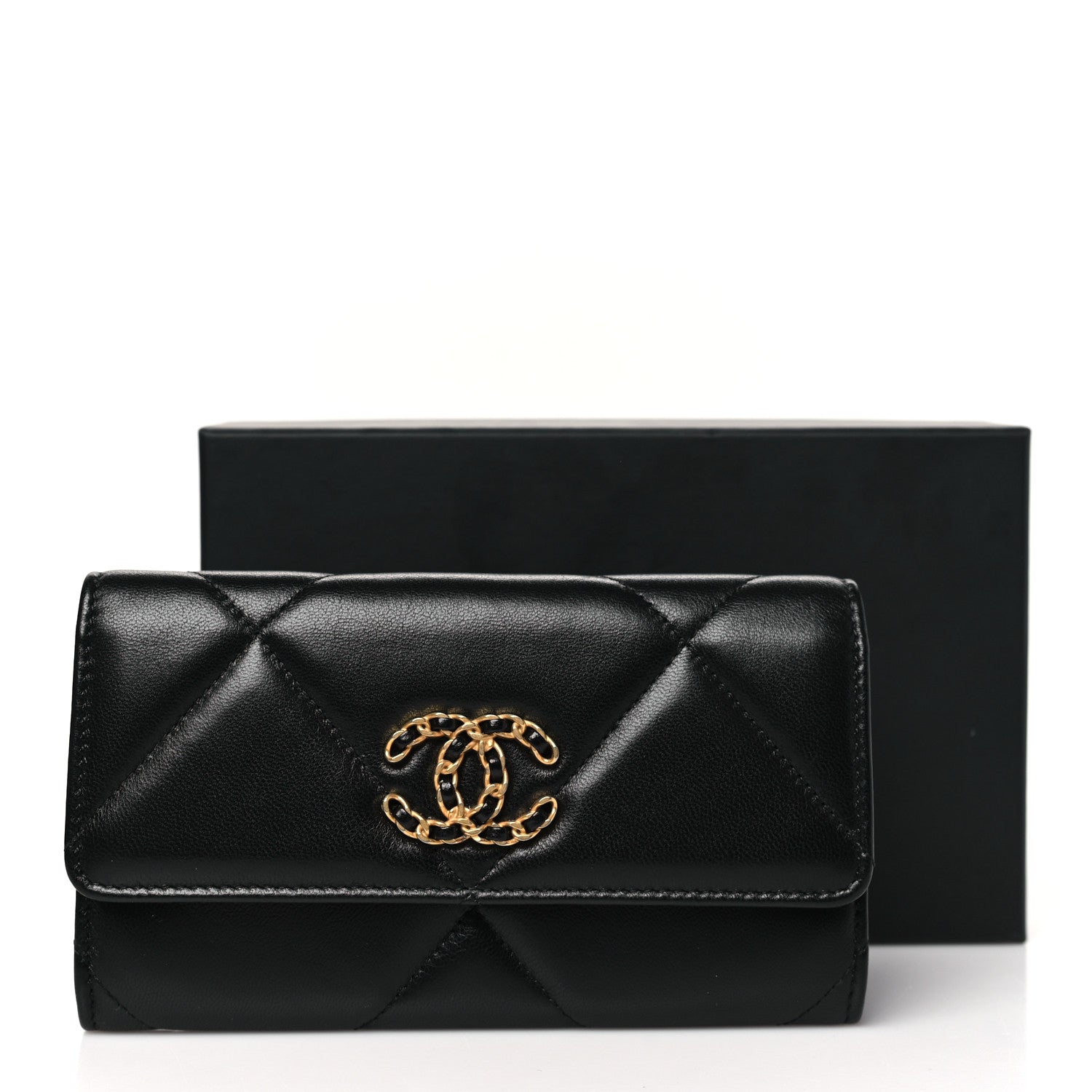 Chanel Lambskin Quilted Chanel 19 Flap Wallet Black 9 of 9