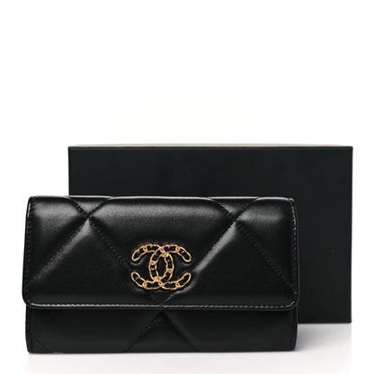 Chanel Lambskin Quilted Chanel 19 Flap Wallet Black 9 of 9