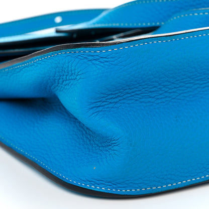 Hermes Taurillon Clemence Halzan 31 GM Bleu Frida 10 of 12