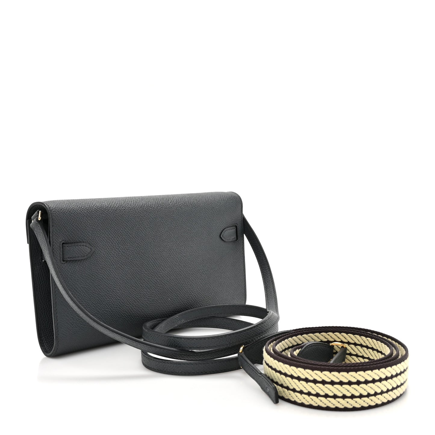 Epsom Kelly Wallet To Go Cordage Gris Misty Prunoir Jaune Milton