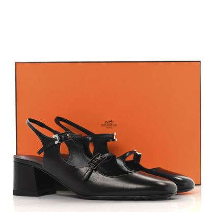 Hermes Goatskin Jackie 50 Pumps 37 Black 10 of 10