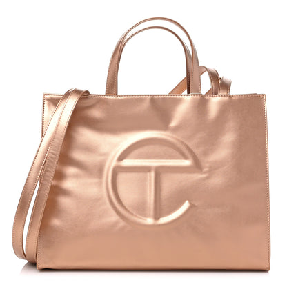 Telfar Metallic Vegan Leather Medium Shopping Bag Copper 1 of 11