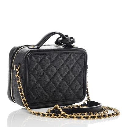Chanel Caviar Quilted Small CC Filigree Vanity Case Black 3 of 10