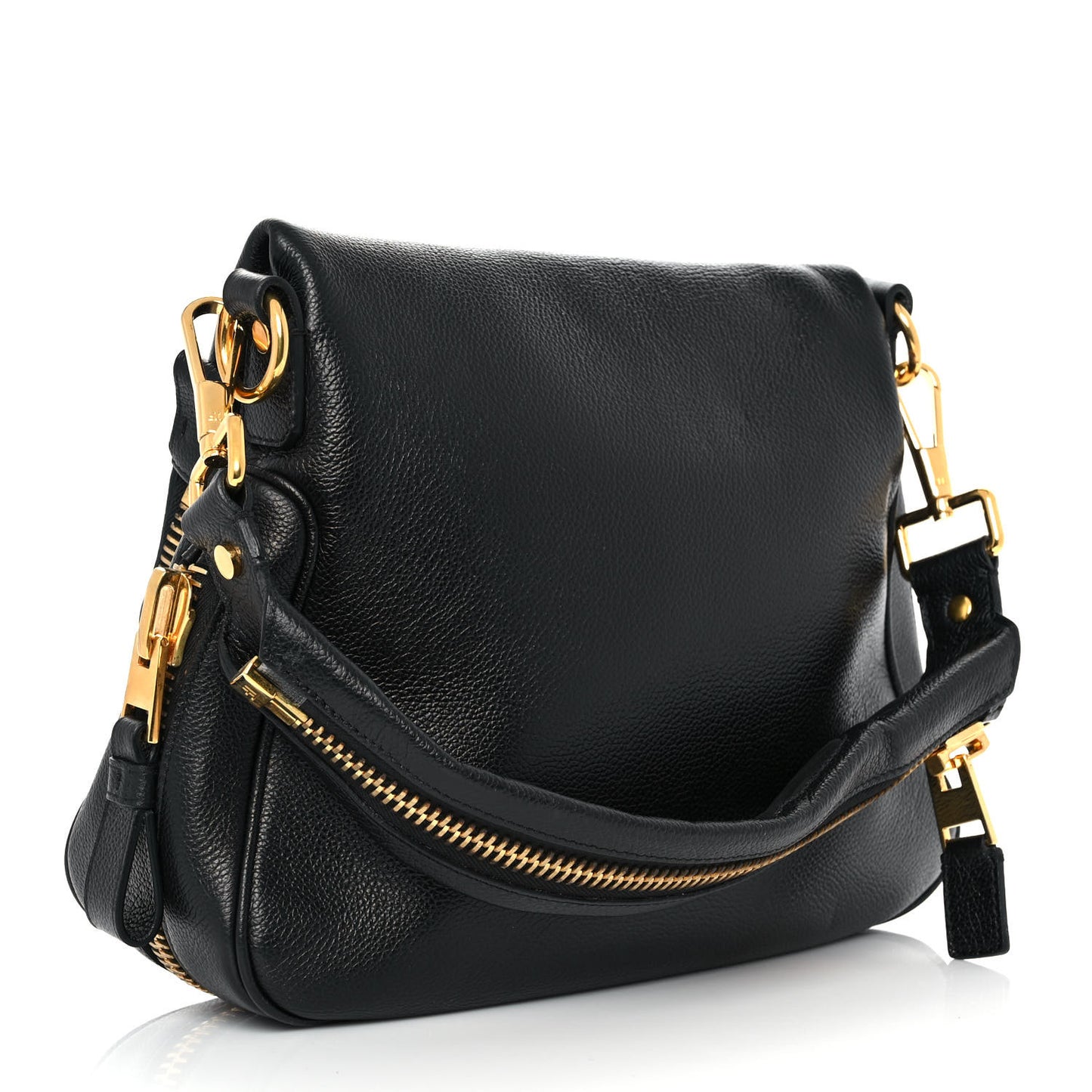 Grained Calfskin Medium Jennifer Shoulder Bag Black