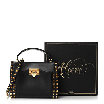 Valentino Garavani Vitello Small Rockstud Alcove Top-Handle Bag Black 12 of 12
