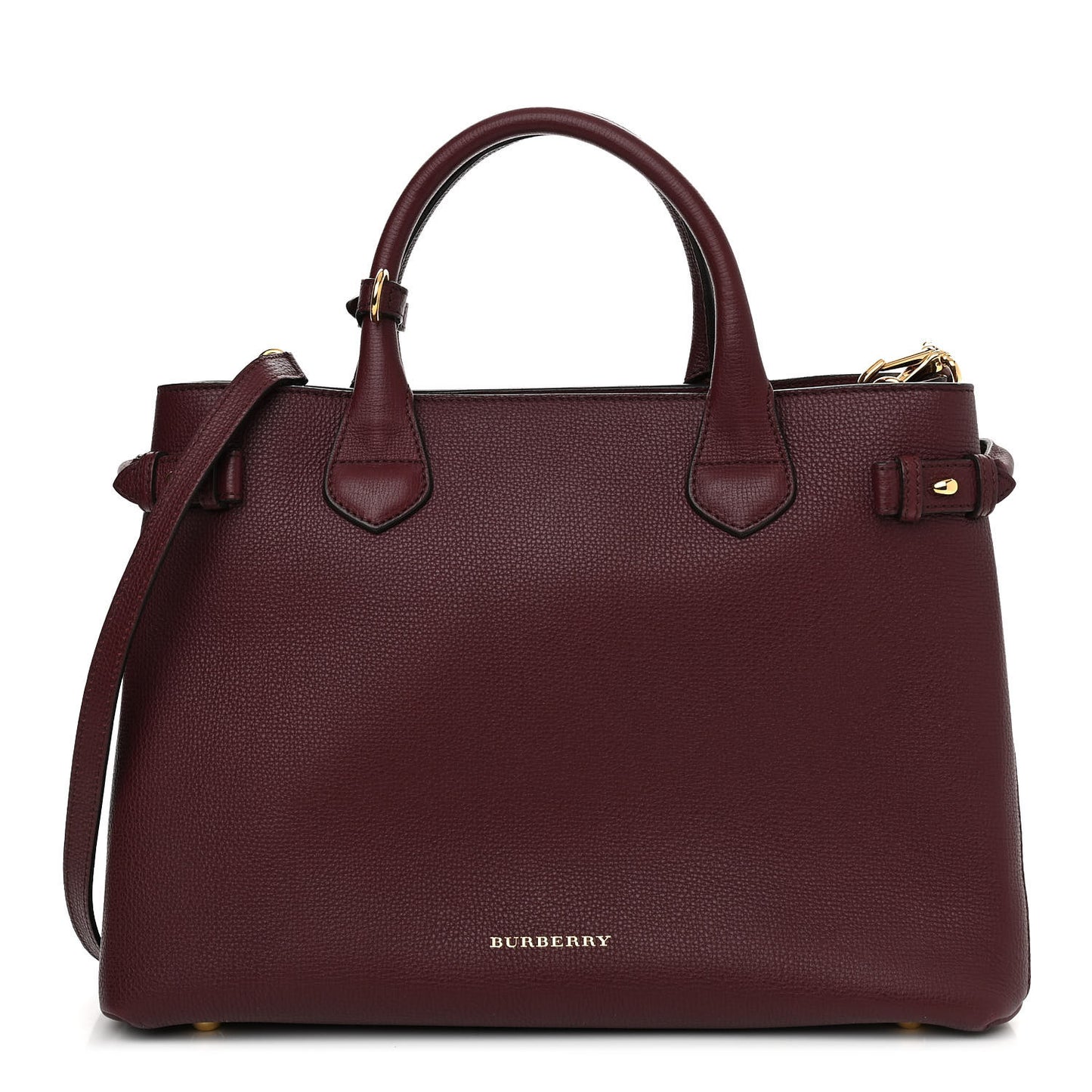 Grainy Calfskin House Check Medium Banner Tote Mahogany Red