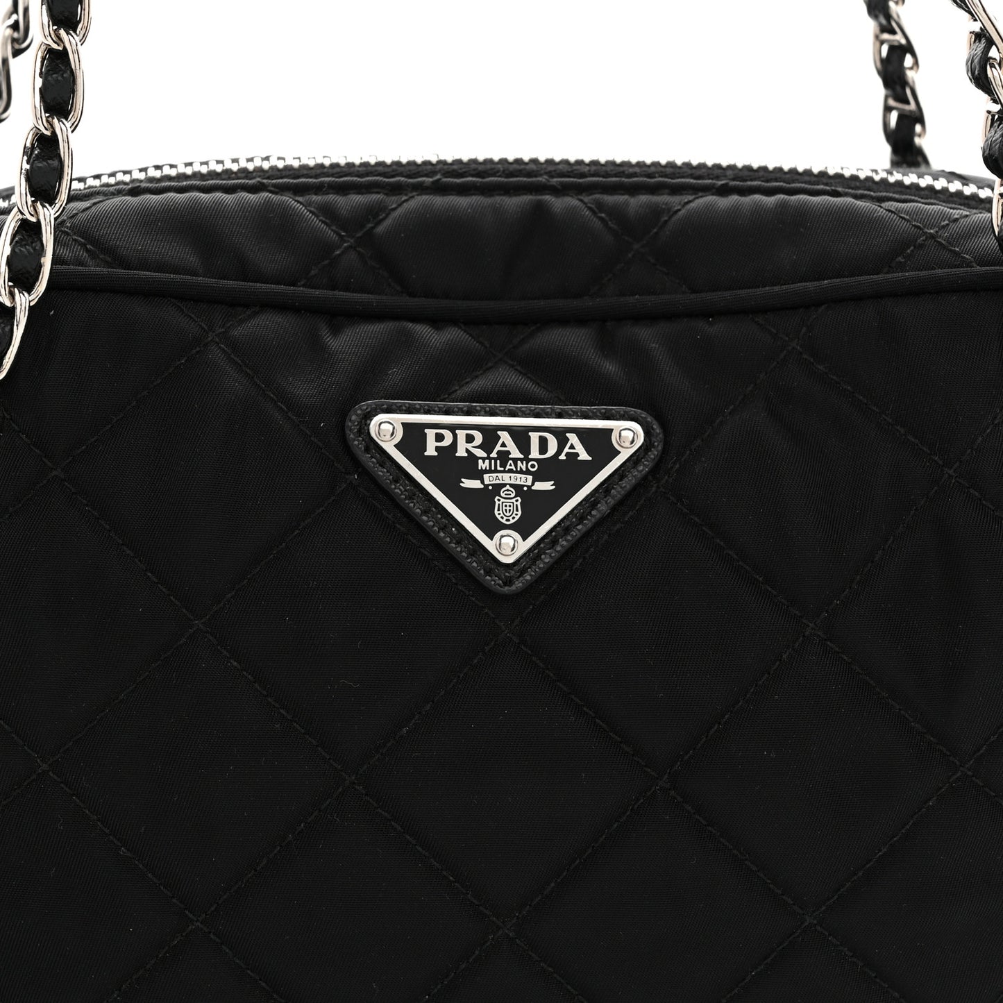 Nylon Tessuto Impuntu Quilted Bandoliera Crossbody Bag Black