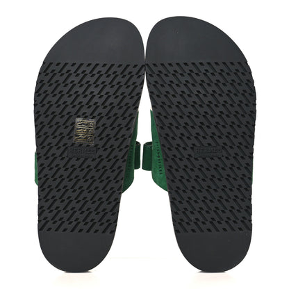 Hermes Suede Goatskin Womens Chypre Sandals 37.5 Vert Electrique 5 of 9