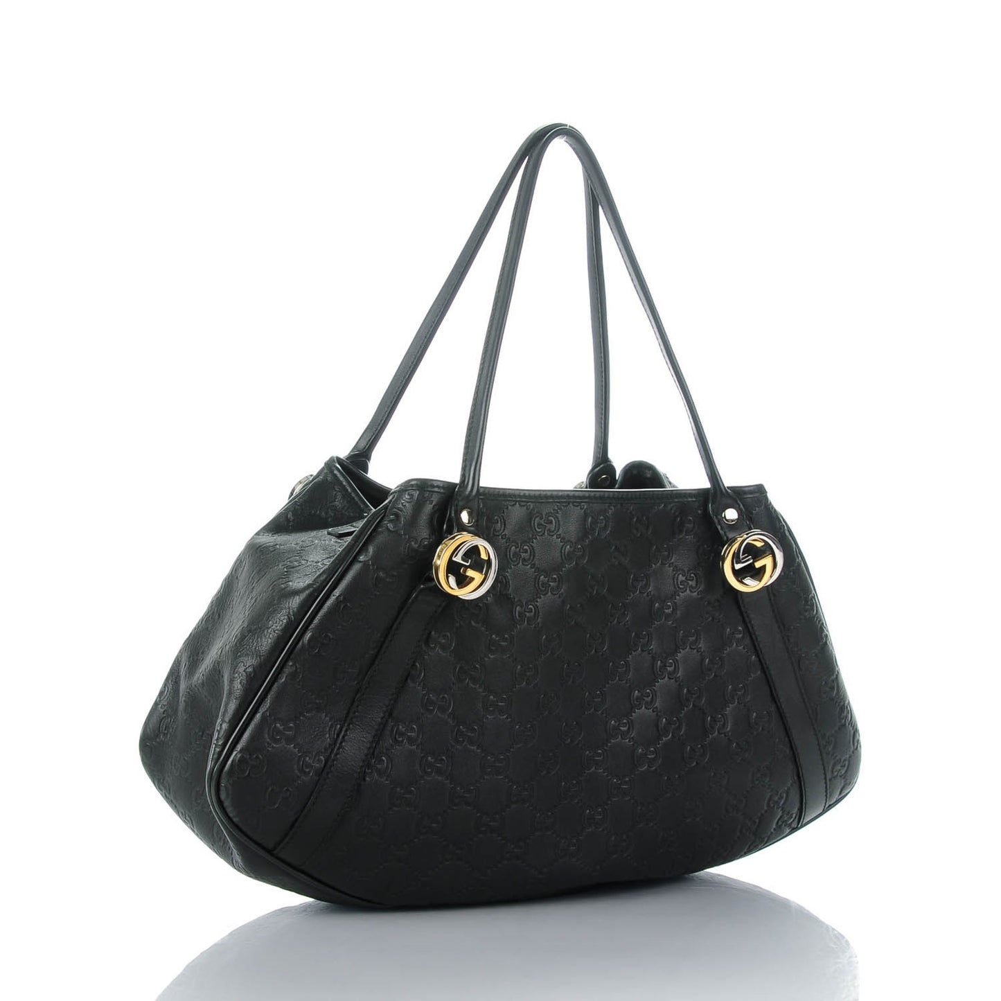 Guccissima Medium GG Twins Shoulder Bag Black