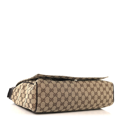 Gucci GG Monogram Medium Flap Messenger Bag Beige Dark Brown 4 of 10