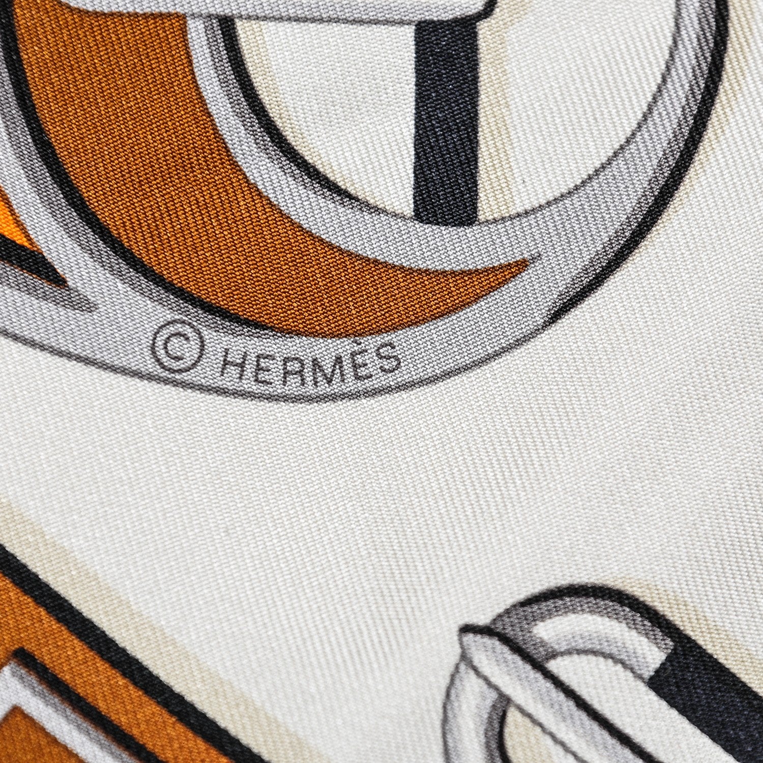 Hermes Silk Carré en Boucles Scarf 90 Créme Orange Marron 5 of 6