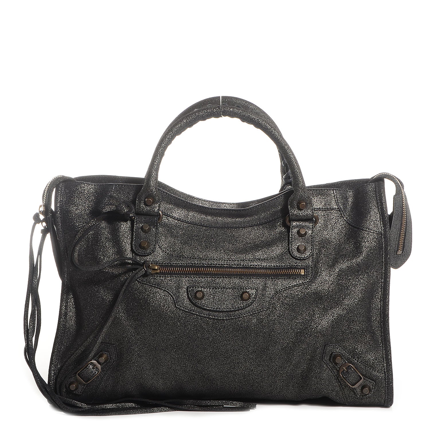 Balenciaga Metallic Craquele Calfskin Classic Hardware City Black 1 of 14