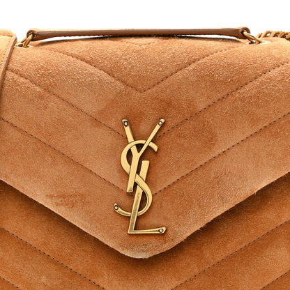 Saint Laurent Suede Calfskin Y Quilted Monogram Small Loulou Chain Satchel Cinnamon 9 of 13