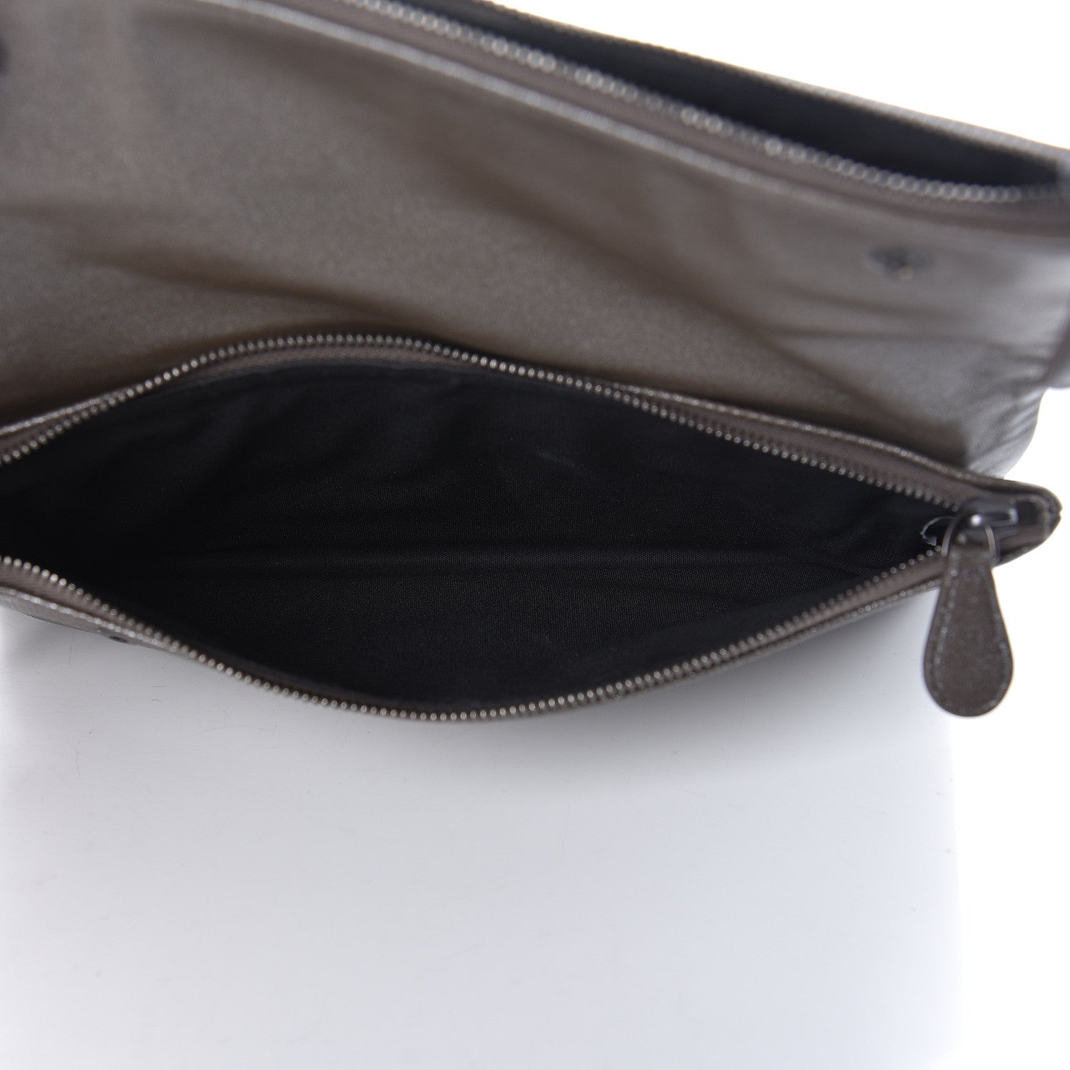 Bottega Veneta Metallic Nappa Intrecciato Flap Wristlet Light Grey 5 of 9