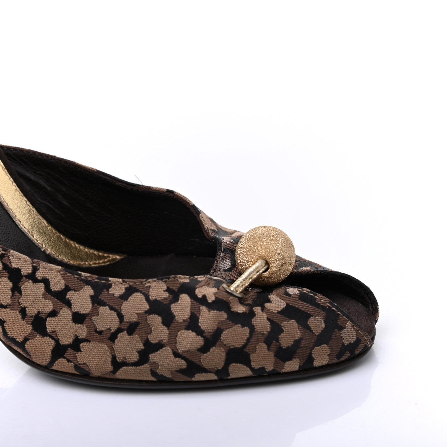 Fendi Fabric FF Wedge Mules 36 Black Brown 9 of 14