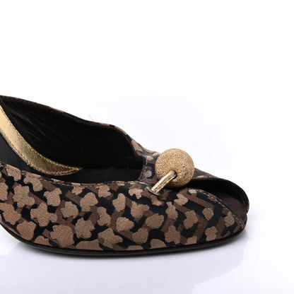 Fendi Fabric FF Wedge Mules 36 Black Brown 9 of 14