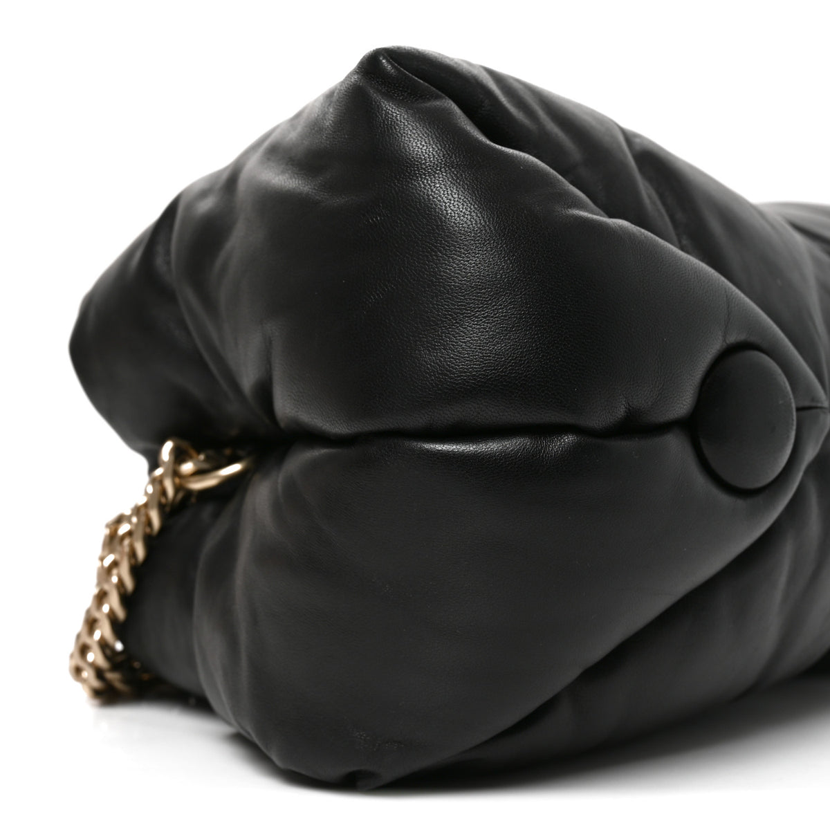Lambskin Puffy Tobo Chain Shoulder Bag Black