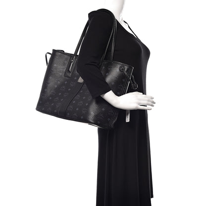 MCM Visetos Medium Liz Reversible Shopper Tote Black 2 of 17