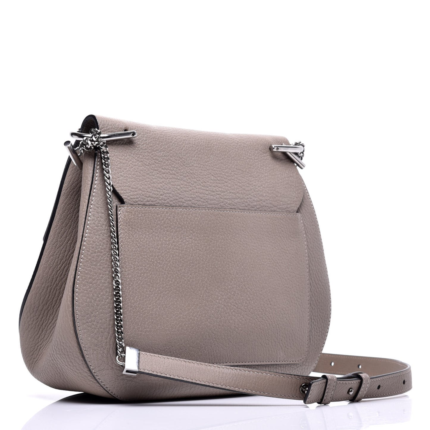 Grained Lambskin Large Drew Shoulder Bag Motty Grey