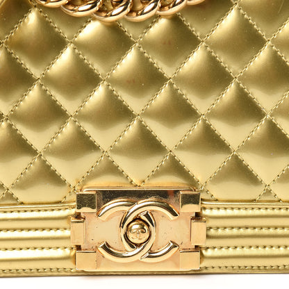 Chanel Metallic Patent Calfskin Quilted Medium Boy Flap Gold 16 of 16