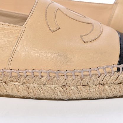 Chanel Lambskin CC Espadrilles 38 Beige Black 10 of 18