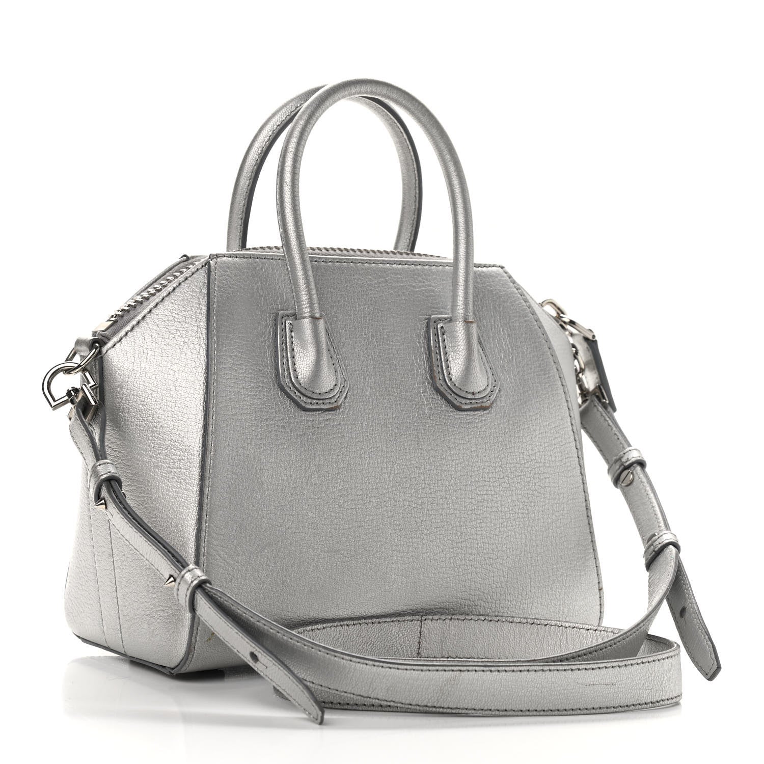 Givenchy Metallic Sugar Goatskin Mini Antigona Silver 3 of 19
