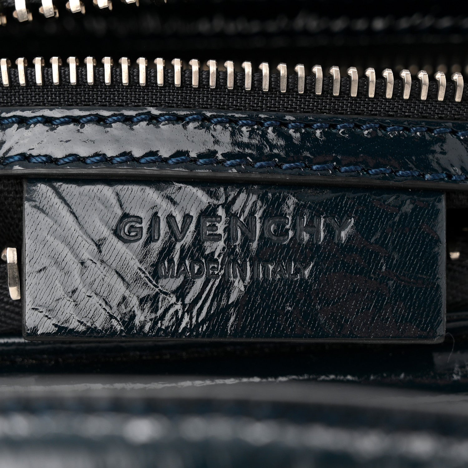 Givenchy Crinkled Patent Deerskin Small Antigona Deep Blue 6 of 10