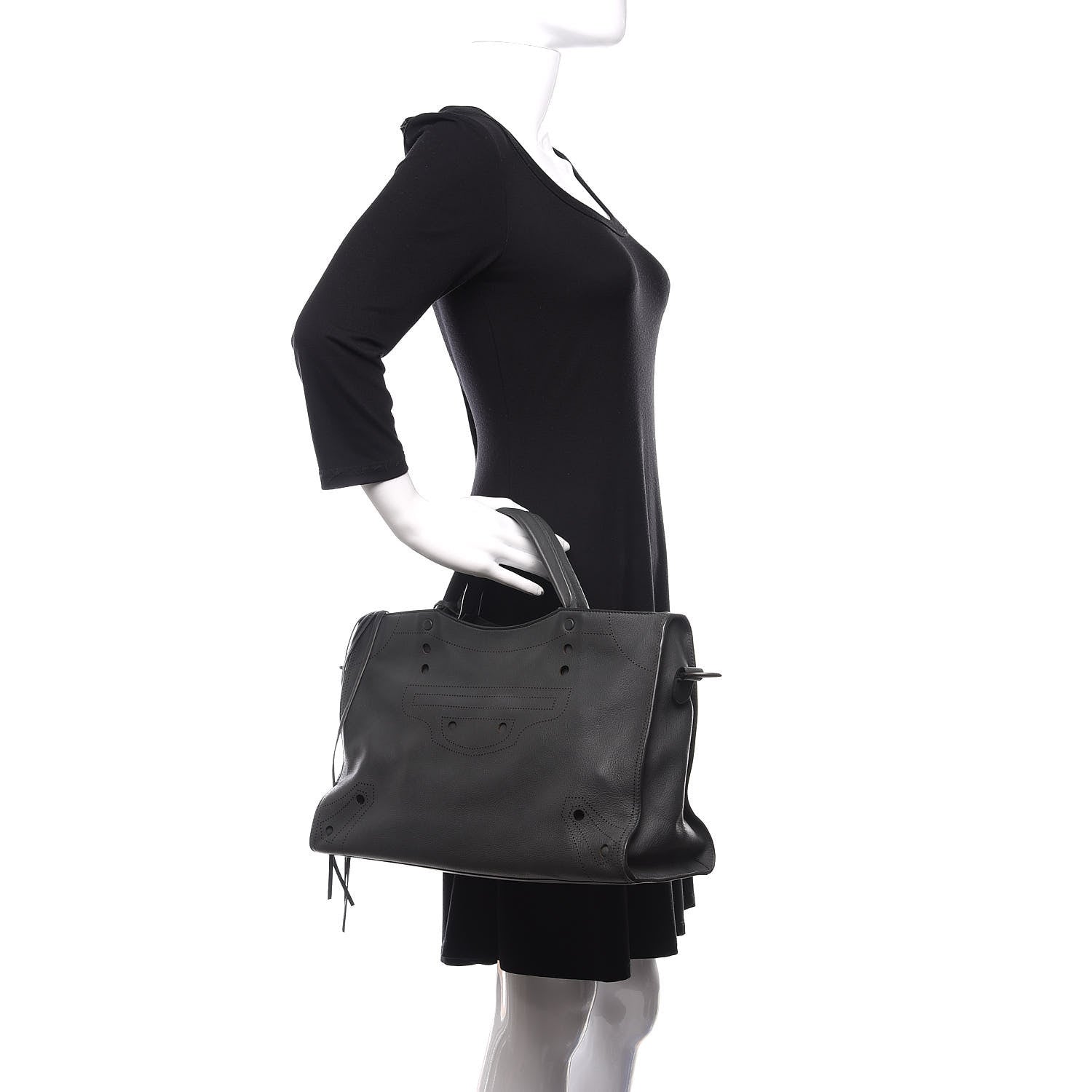 Balenciaga Veau Soyeux Perforated Blackout Hardware City Gris Fossile 3 of 11