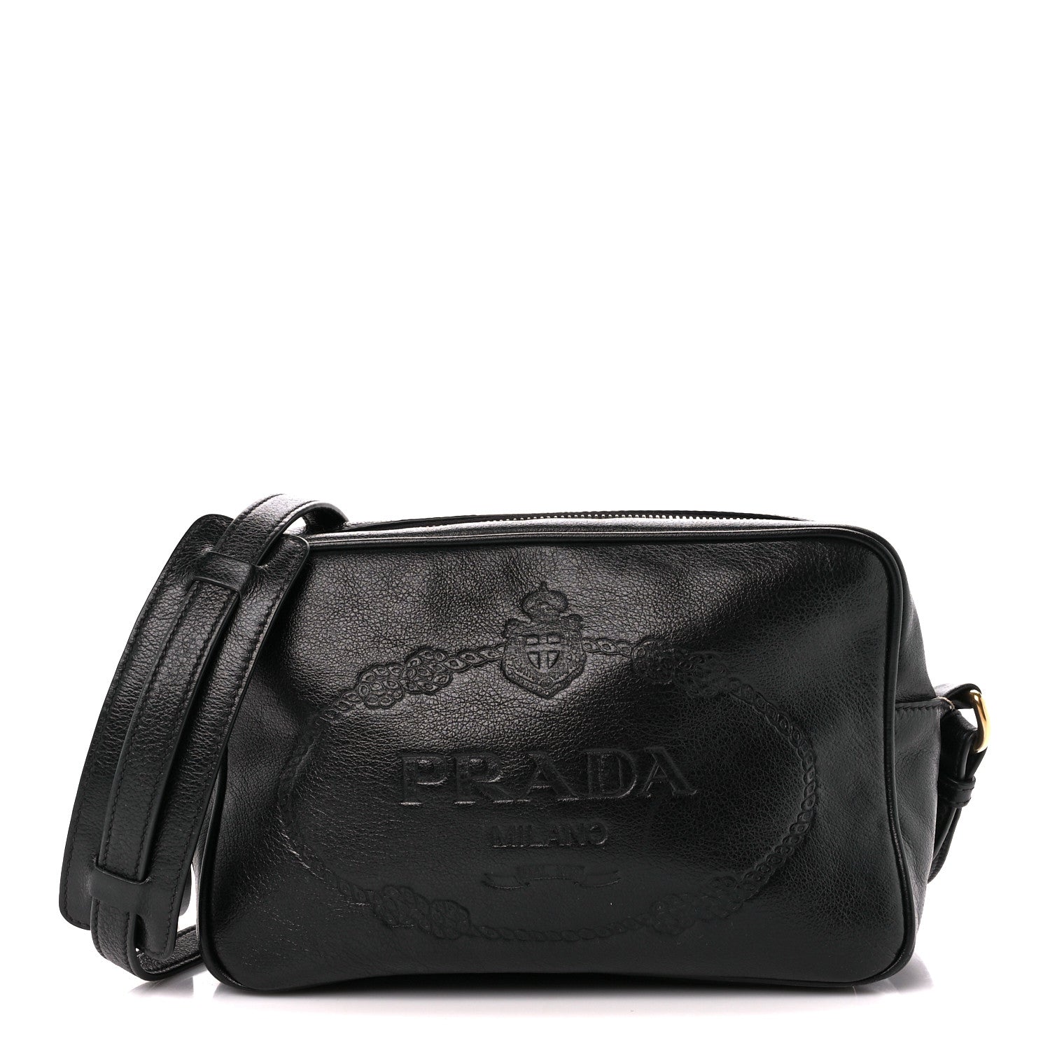 Prada Glace Calf Logo Crossbody Black 1 of 12