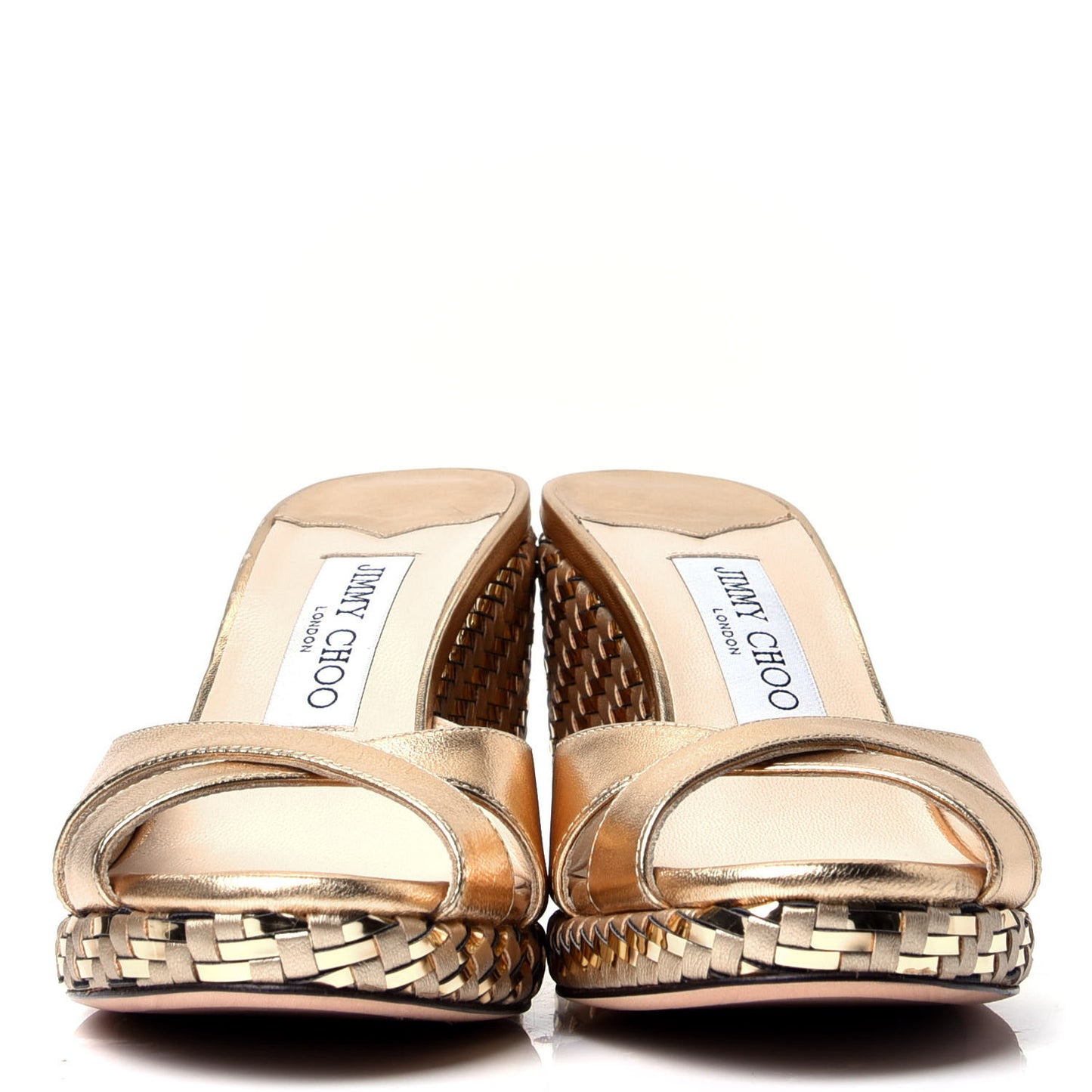 Metallic Nappa Woven Almer 80 Wedge Sandals 38 Gold